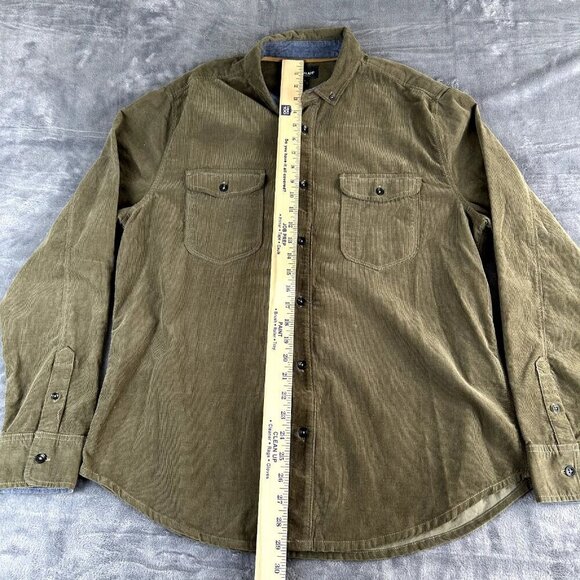 JEREMIAH Long Sleeve Button Down Corduroy Overshirt in Mossy Green MEN'S LARGE - Picture 2 of 9